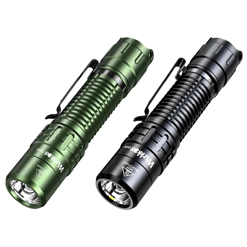 Wurkkos TD02 Tactical Flashlight 2000LM Pocket Torch 18650 Rechargeable EDC Type-C Charging Port Tail Switch IPX8 Waterproof