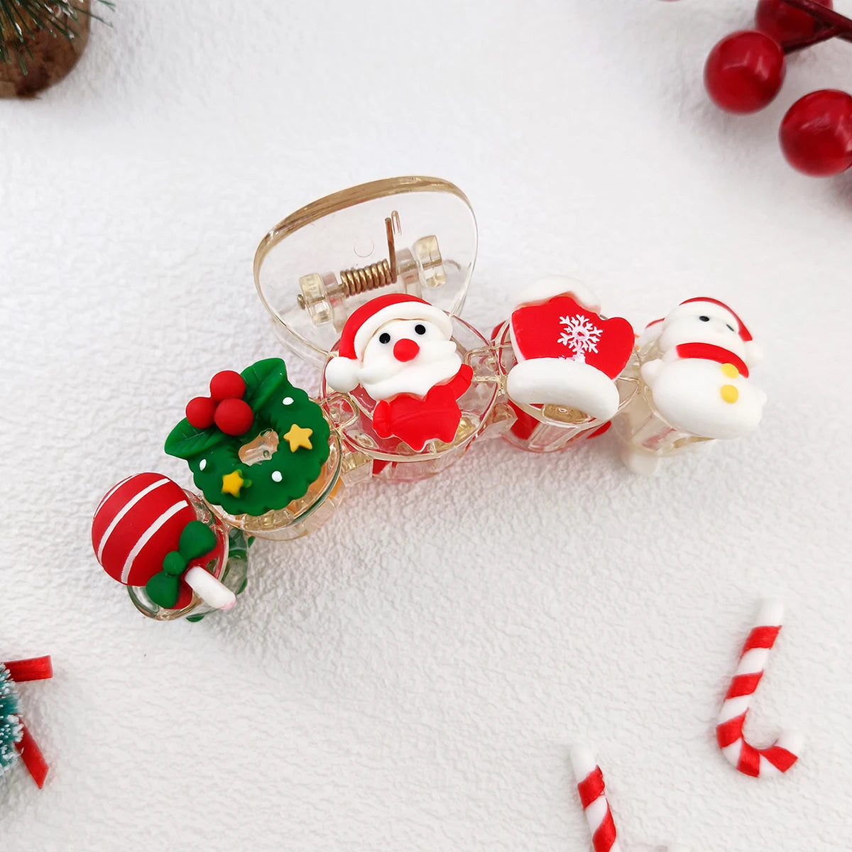 Christmas Transparent Acrylic Hair Clip New Cute Large Hair Claw Barrettes Santa Claus Hairpin Hair Accessories Headwear