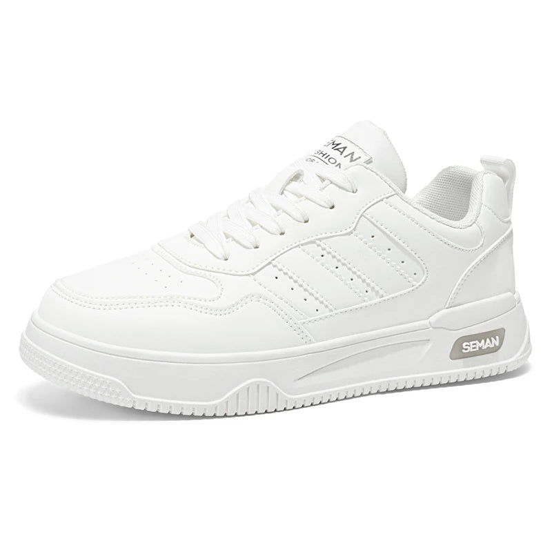 Students' white shoes four season breathable soft-sole non-slip men's casual flat shoes fashion youth outdoor sports board shoes