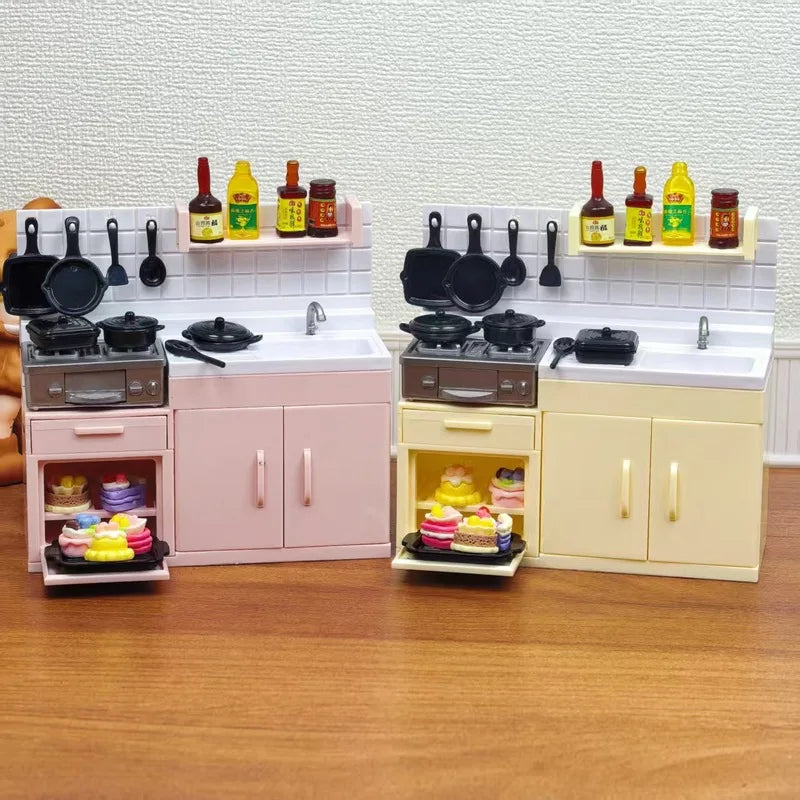 Mini Model Stove Kitchen Scene Simulation Children'S Doll Play Home Toy Ornament - Compact Kitchenware Set For Playtime Fun