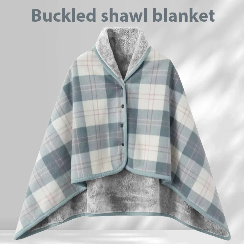 1 PC Buckle Shawl Soft-to-the-touch Blanket Lightweight Shawl Lunch Break Blanket Winter Wearable Blanket for Office Dormitory