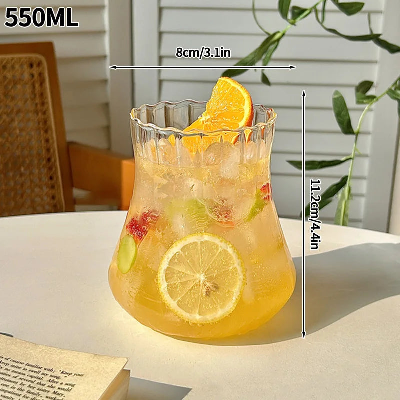 Transparant Drinking Glass Cup Creative Wave Shape Iced Coffee Tumbler Cup Juice Milk Tea Mug Drinkware Water Glasses Ripple Mug