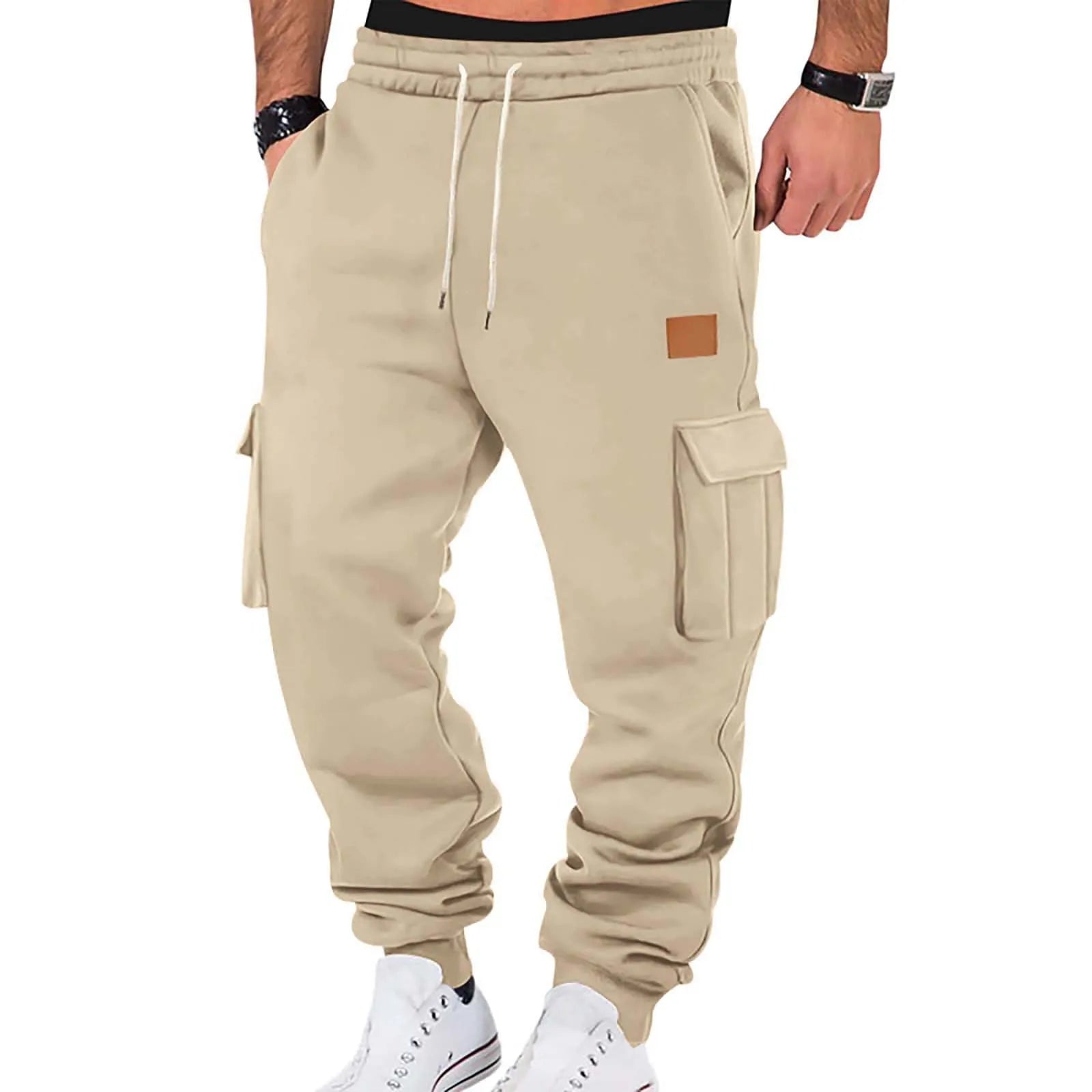 Men's Cargo Pants 2025 New Casual Loose Autumn Winter Straight Baggy Pants Multi-Pockets Solid Color Pinting Sweatpants ﻿