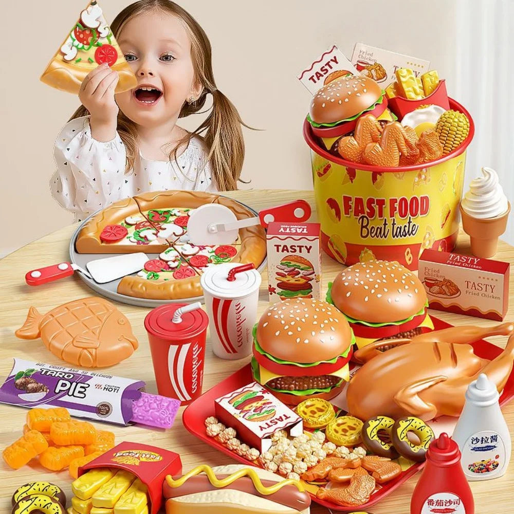 Children Pretend Play Kitchen Toys Sets Simulation Dessert Bread Food Cooking Games Play House Party Activities Games Girl Toys