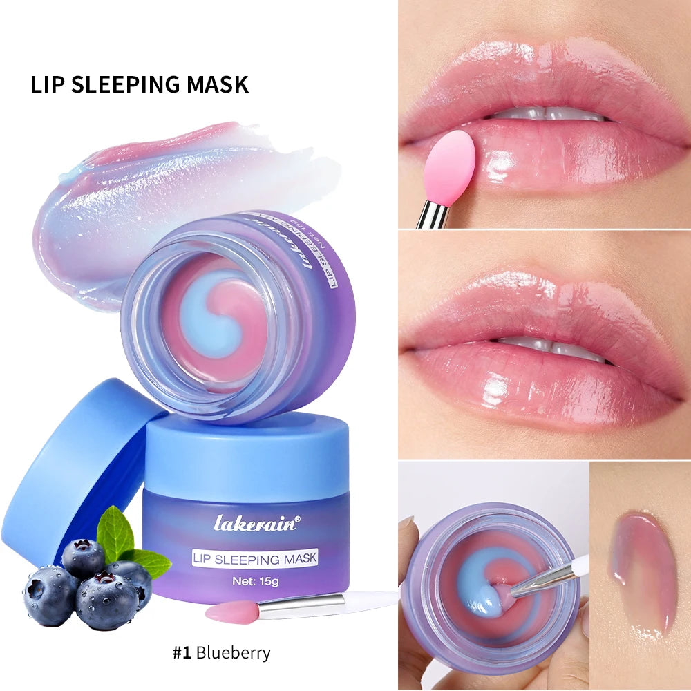 Moisturizing Blueberry Lip Mask Dual-Color Lip Sleeping Mask for Reduce Fine Lines Nourish Exfoliation Lips Skin Care