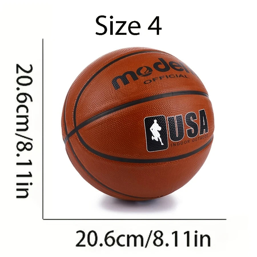 1pc official adult teenager basketball - brown size 4/5/6/7 basketball - durable rubber indoor/outdoor professional game ball
