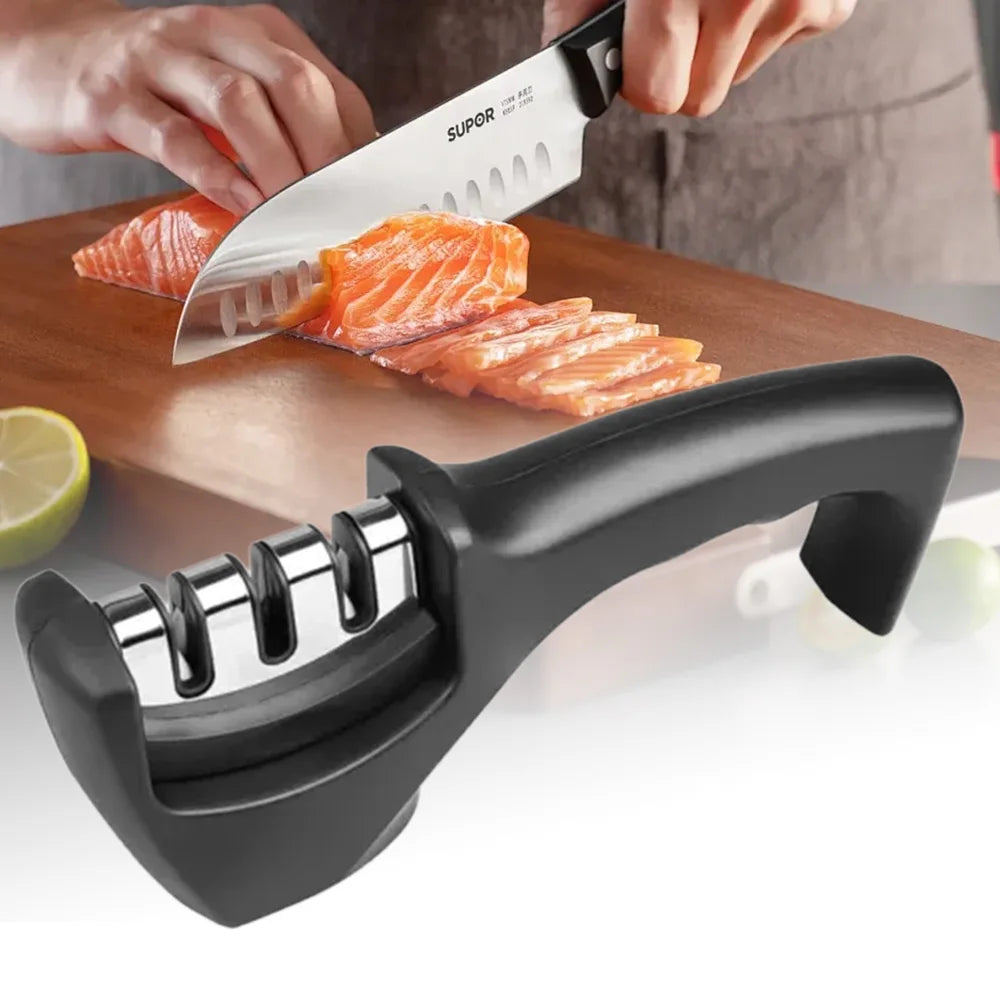 Stainless Steel Household Fast Knife Sharpener Three-Segment Multi-function Hand-Held  Sharpening Stone for Kitchen Knife