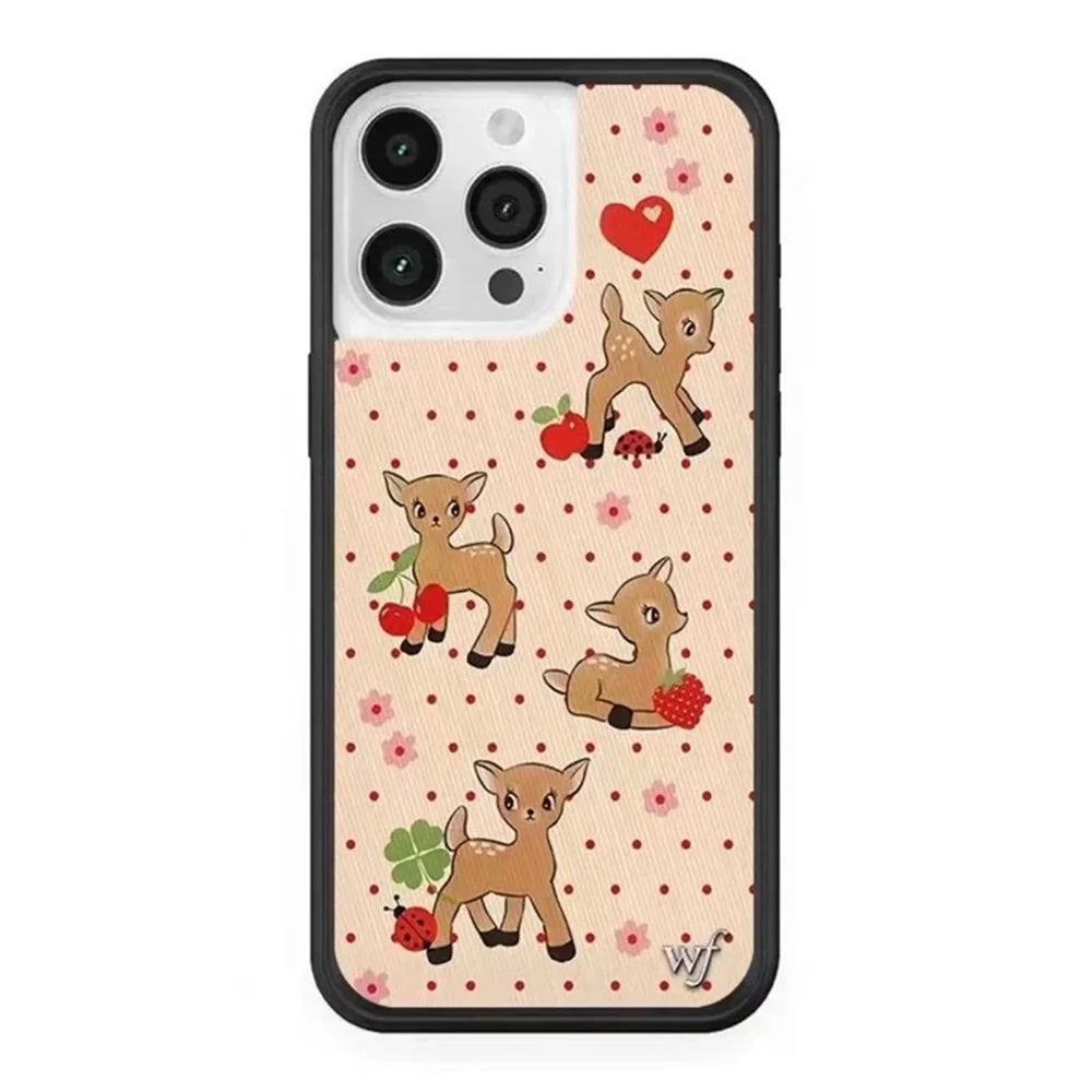 New Wildflower 3D WF Strawberry Phone Case for iPhone 12 13 14 15 16 17 Pro Max Plus Funda Cute Cherry Cartoon Protective Cover