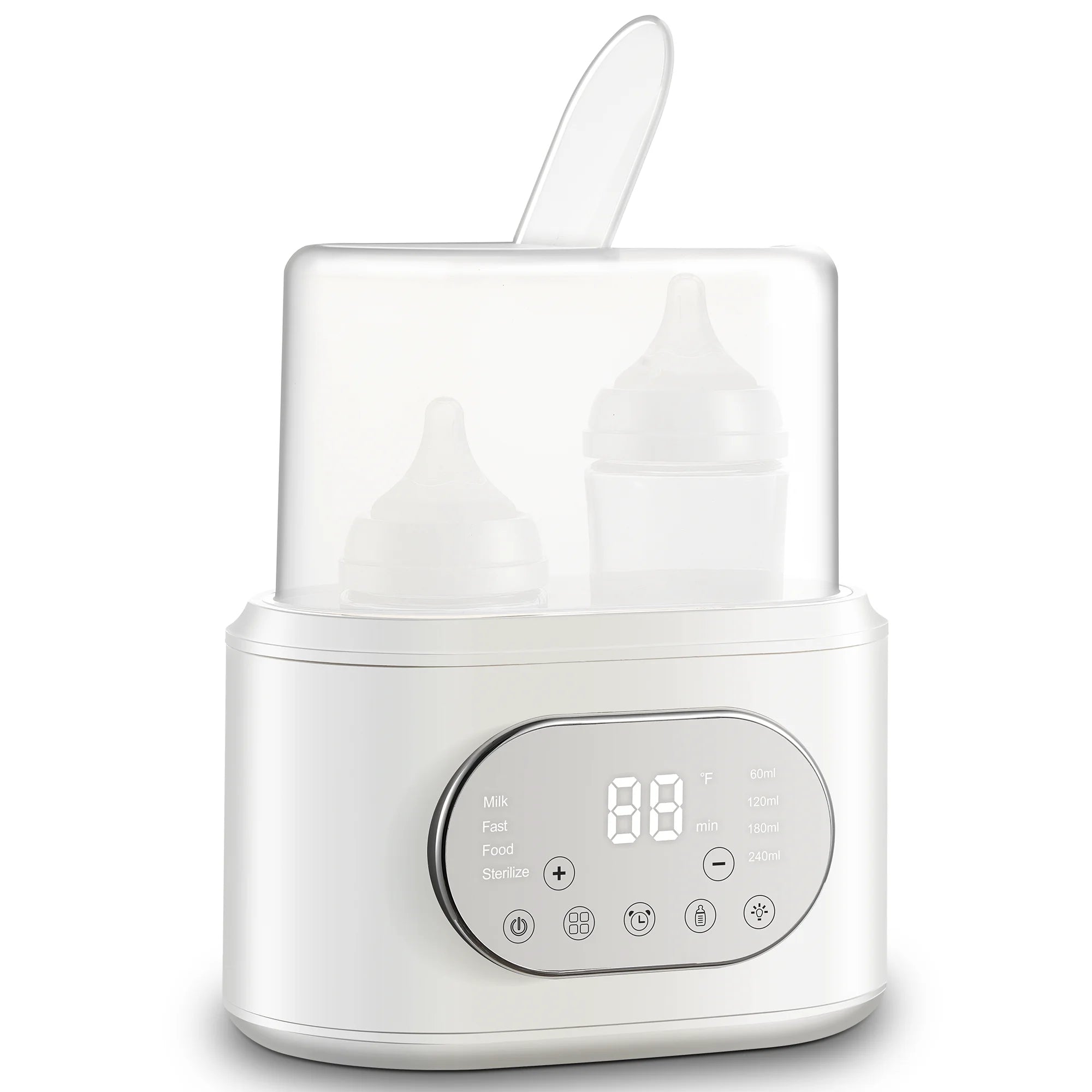 10-in-1 Baby Bottle Warmer Dual Fast Heating with Timer Precise Temp Control - Defrost/Steam for Breast Milk Formula Night Light