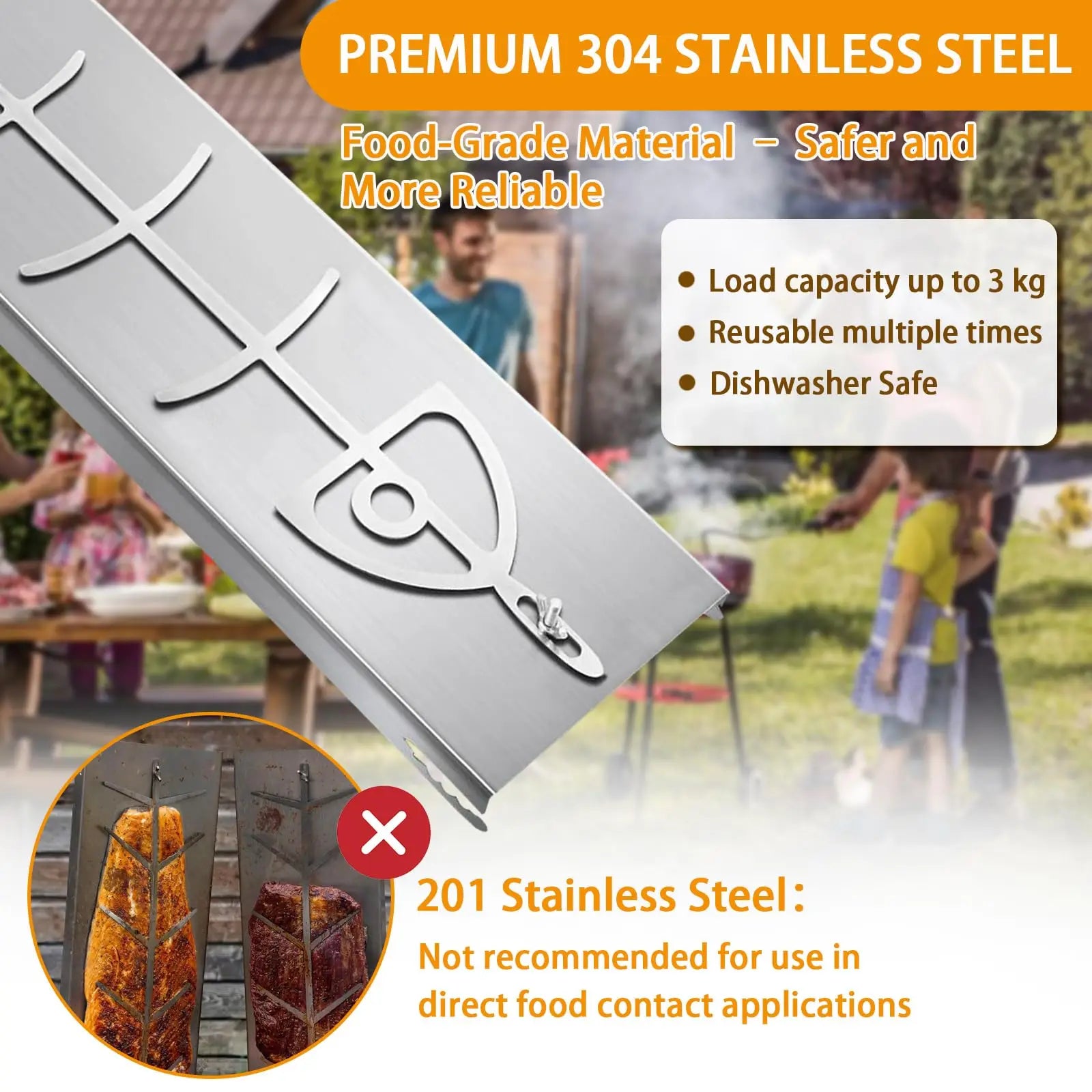 Flame Salmon Holder,304 Stainless Steel Flat Cooking Rack Height Adjustable Outdoor BBQ Cookware for Grilling Fish