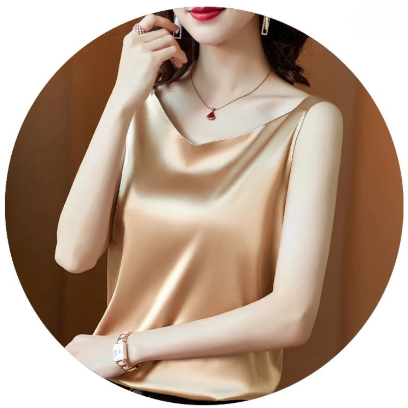 Korean Silk Women Blouses Shirt Woman Satin Blouse Tops Women Satin Lace Embroidery Blouse Top Woman V-neck Printing Shirts Tops