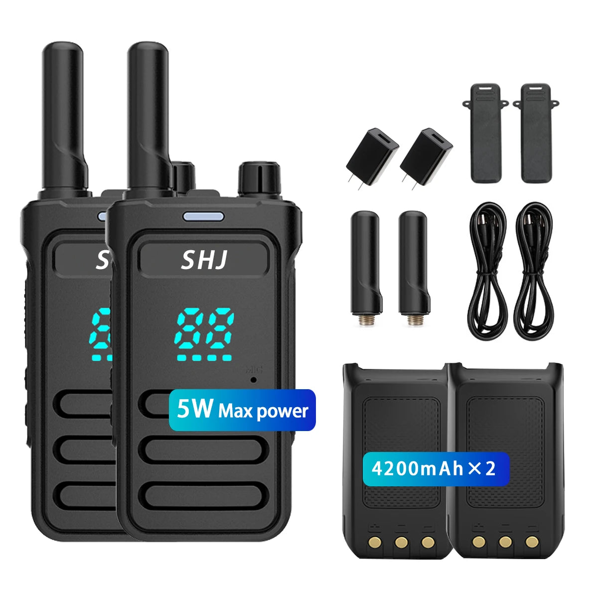 SHJ FRS Walkie Talkies H28Y Long Range Walkie Talkie for Adults with Earpiece Mic Rechargeable 2-Way Radios Handheld Two-Way Rad