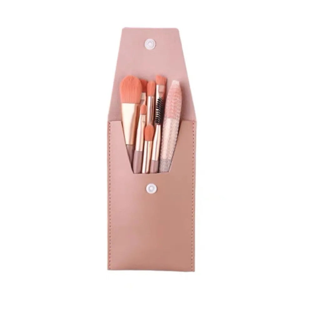 Set of 8 Soft Bristle Make Up Brushes Premium Synthetic With Bag Eyeshadow Brush Eye Facial Beauty Foundation Brush