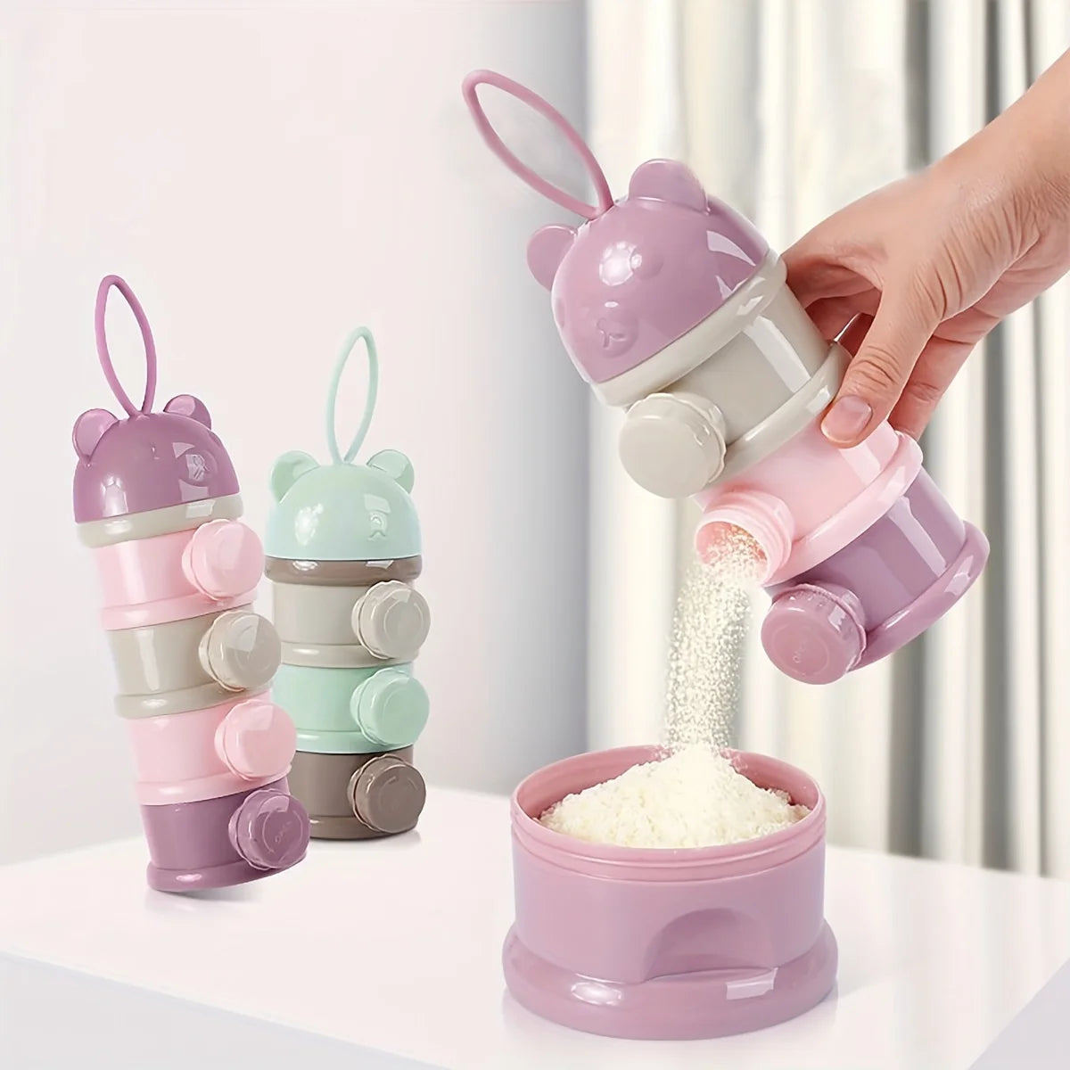 Large Capacity Baby Milk Powder Container with Strap, Baby Formula Dispenser, Stackable Food Storage Box, Portable Snack Box