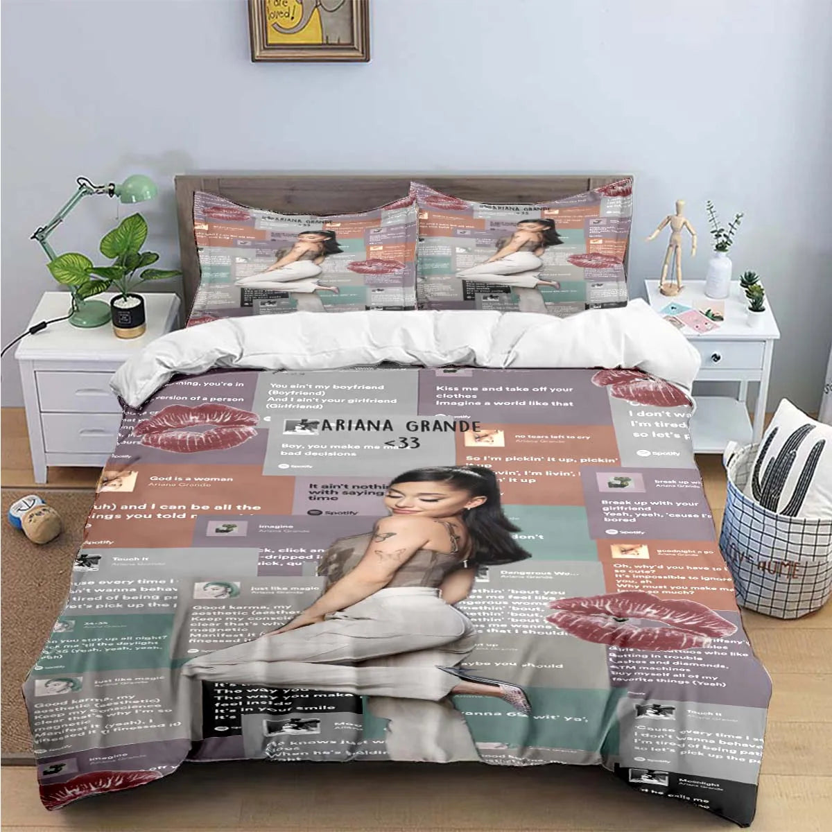 Fashion Pop Singer A-Ariana G-Grande Print Bedding Sets Bed Supplies Set Duvet Cover Bed Comforter Set Bedding Set Luxury Gift