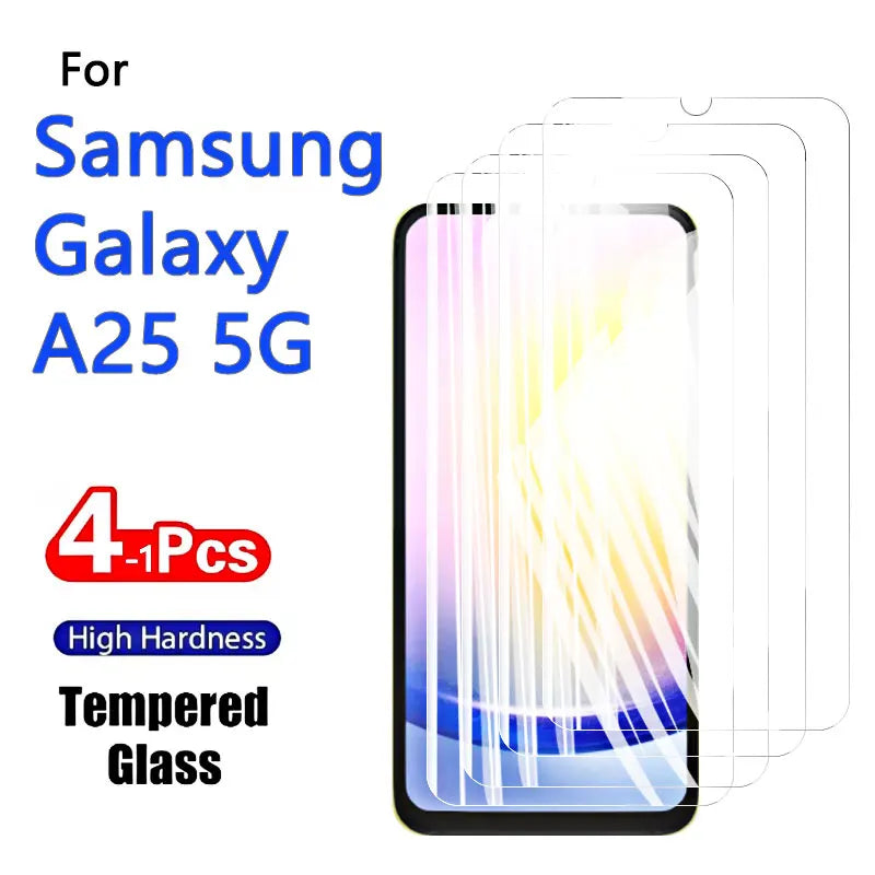 1-4PCS Screen Protector For Galaxy A25 5G Samsung HD Tempered Glass Crystal High Aluminum Anti Scratch Case Friendly Fingerprint
