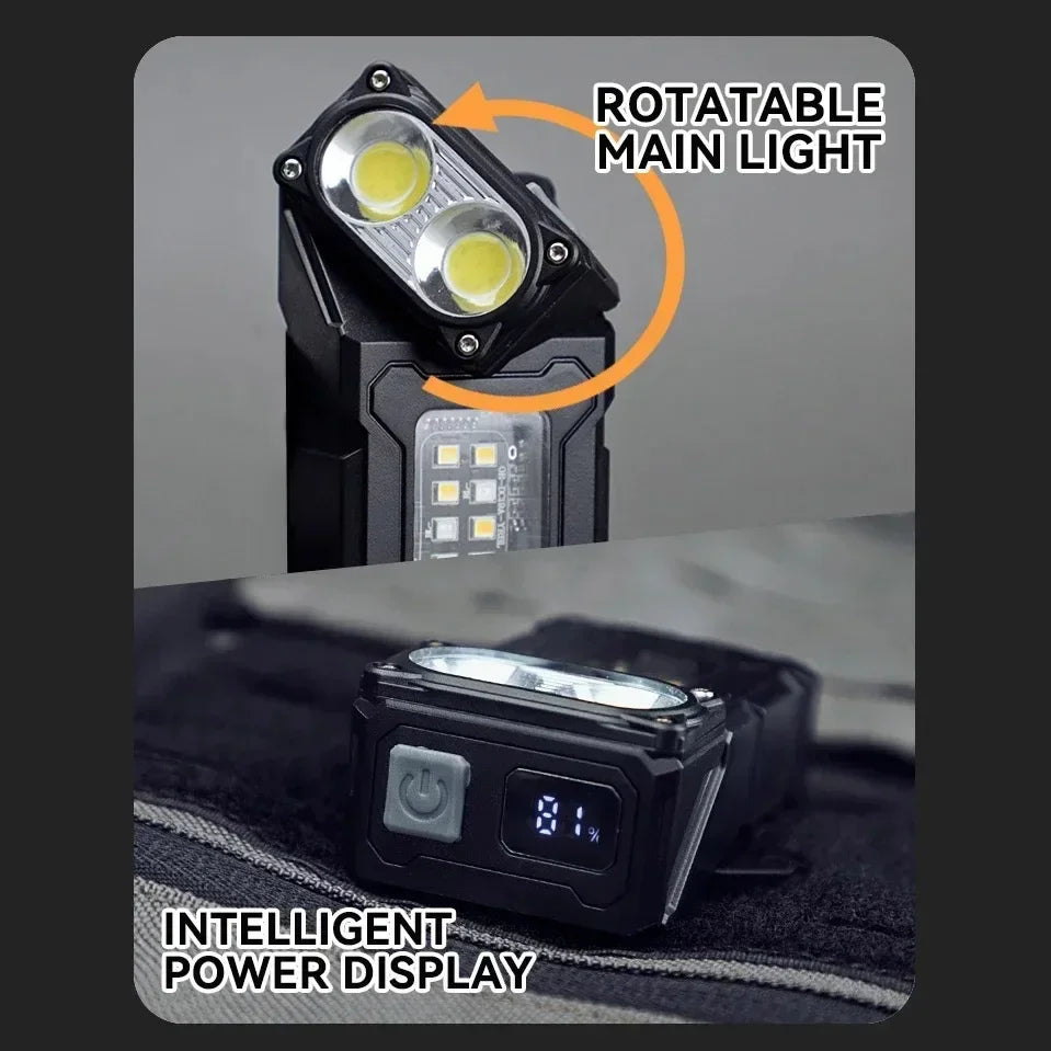 Multifunctional Ajustable Angle LED Flashlight Outdoors Mini Work Light Portable Magnet USB Rechargeable Camping Light