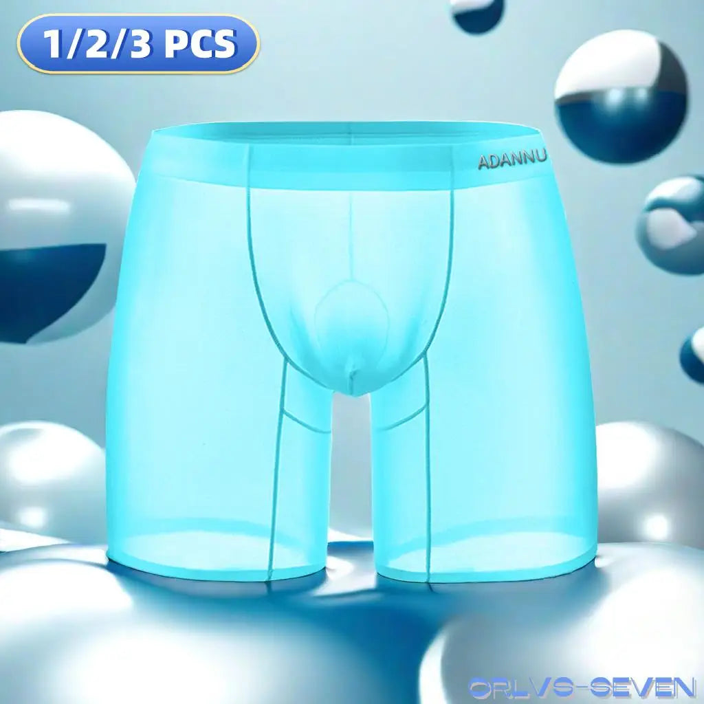 1/2/3 PCS Men's Ice Silk Boxers Transparent 0.01 Ultra-thin Fabric See Through Seamless Underwear antibacterial Boxer Shorts