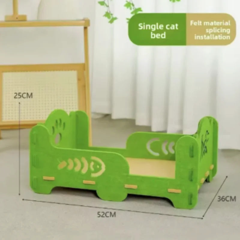 2-Layer Felt Cat House Indoor Multi-Functional Pet Bed for Large Cats And Kittens Removable Washable Breathable Scratching Board