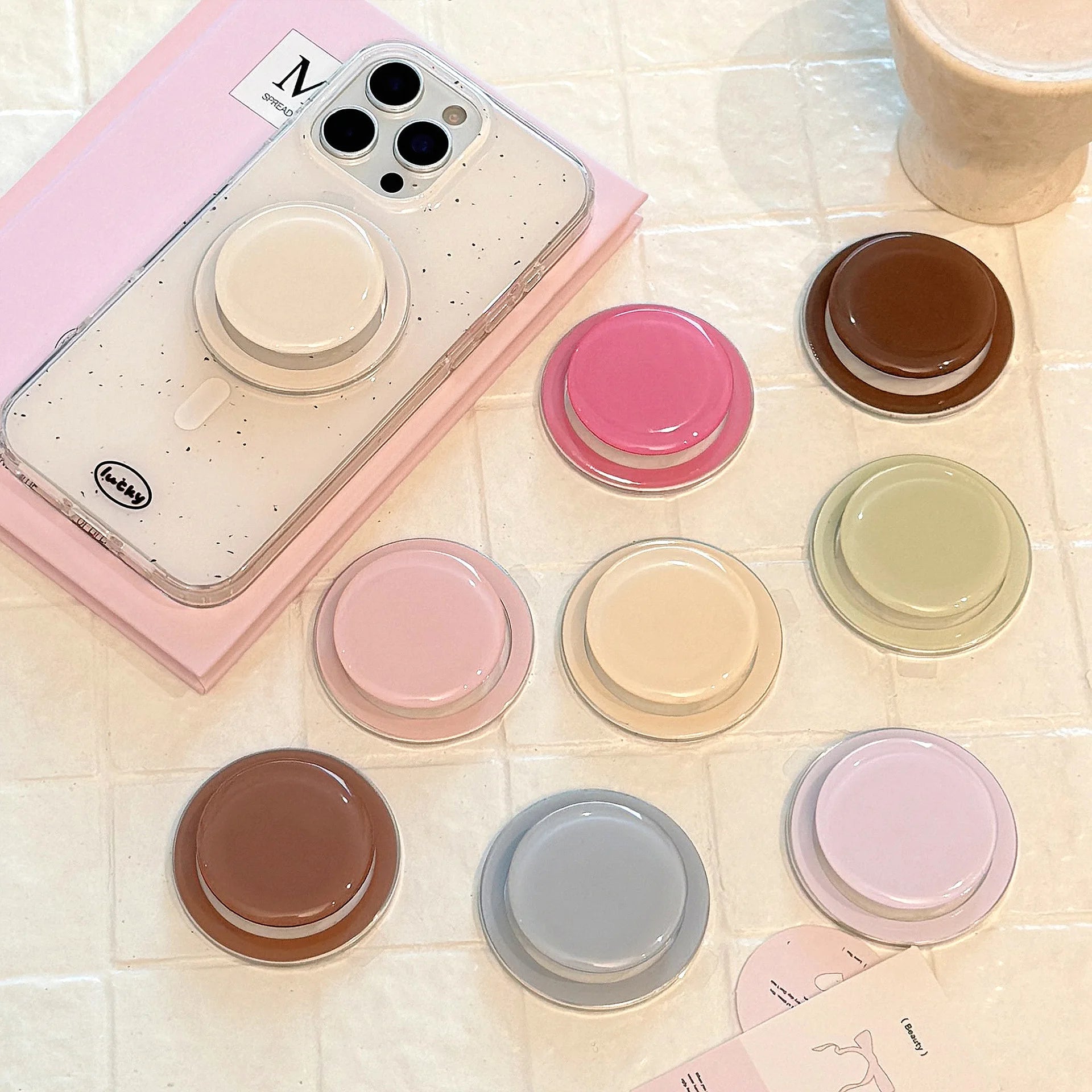 Solid Color Minimalist Magnetic Phone Holder for iPhone 16 15 14 13 12 MagSafe Grip Stand Kickstand in Multiple Colors