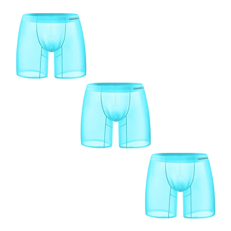 1/2/3 PCS Men's Ice Silk Boxers Transparent 0.01 Ultra-thin Fabric See Through Seamless Underwear antibacterial Boxer Shorts